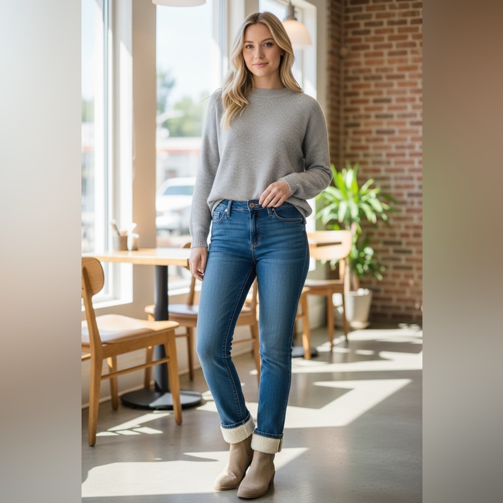 Fleece Lined Blue Skinny Jeans